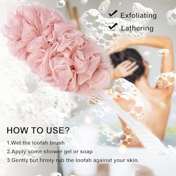 Generic Back Bath Brush - Loofah Scrubber - Long Handle for Shower - Loofah Exfoliating - Multi Color - 1Pack - Image 2